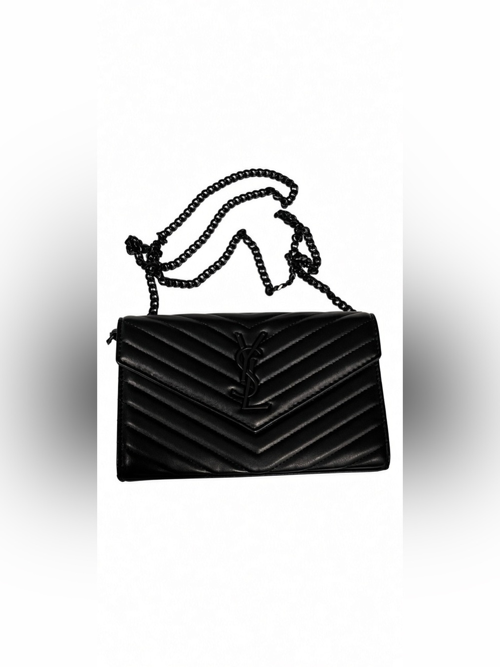 Saint Laurent Black Envelope Crossbody with Chain Strap